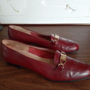 Salvatore Ferragamo boutique red leather loafers